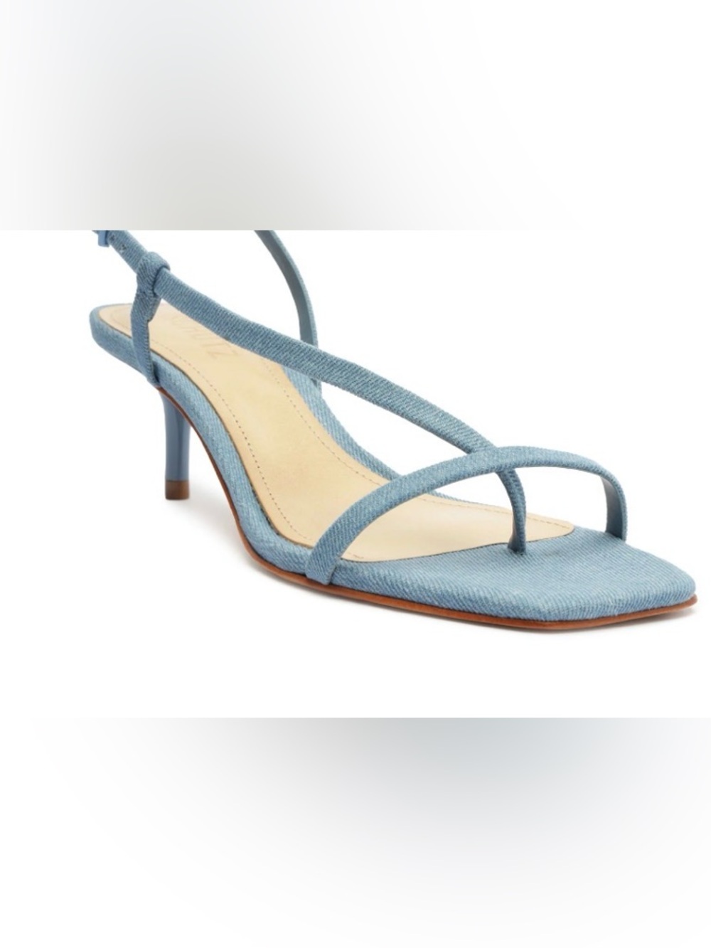 SCHUTZ Denim Strappy Toe-Loop Heel Sandal
